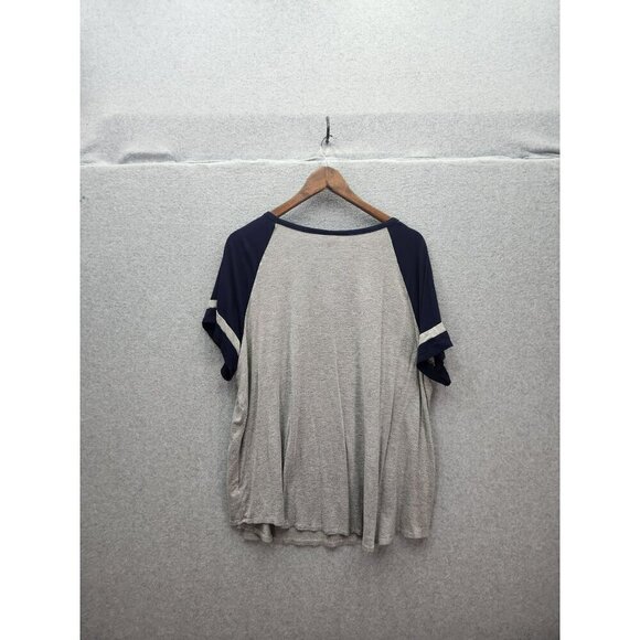 Torrid Plus Size 3 Womens Gray & Navy Raglan Sleeve Criss-Cross Detail T-Shirt - Picture 3 of 4